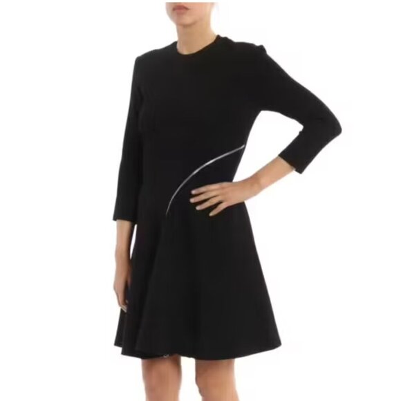 McQ Alexander McQueen Zip Detail Stretch Jersey Flared Mini Dress - Picture 3 of 11